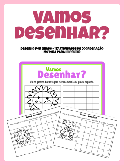 Desenho por Grade - 117 Atividades de Coordenação Motora para Imprimir